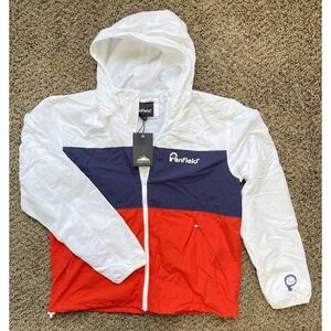 Penfield Men's White Alosa Colorblock Lightweight Full Zip Hooded Jacket / Large